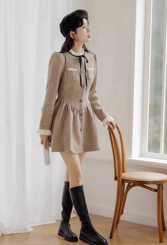 Latte Tweed-Minikleid