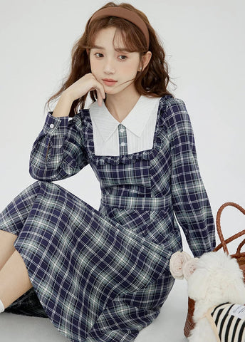 Uni Plaid Midi Dress