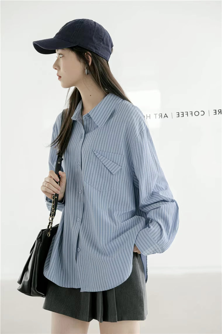 Boyfriend Stripe Button Up Shirt