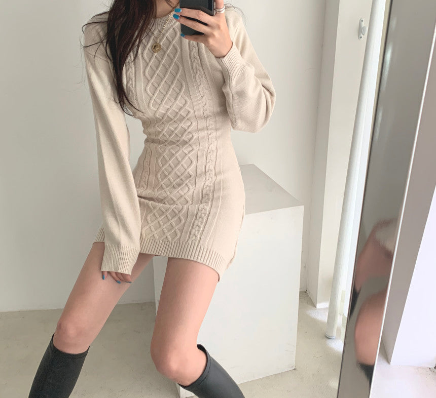 Ribbed Bodycon Mini Sweater Dress