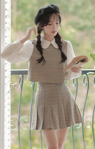 Preppy-kariertes zweiteiliges Set