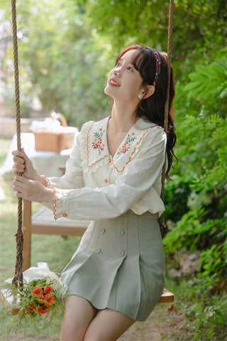 Floral Blooms Embroidered Blouse