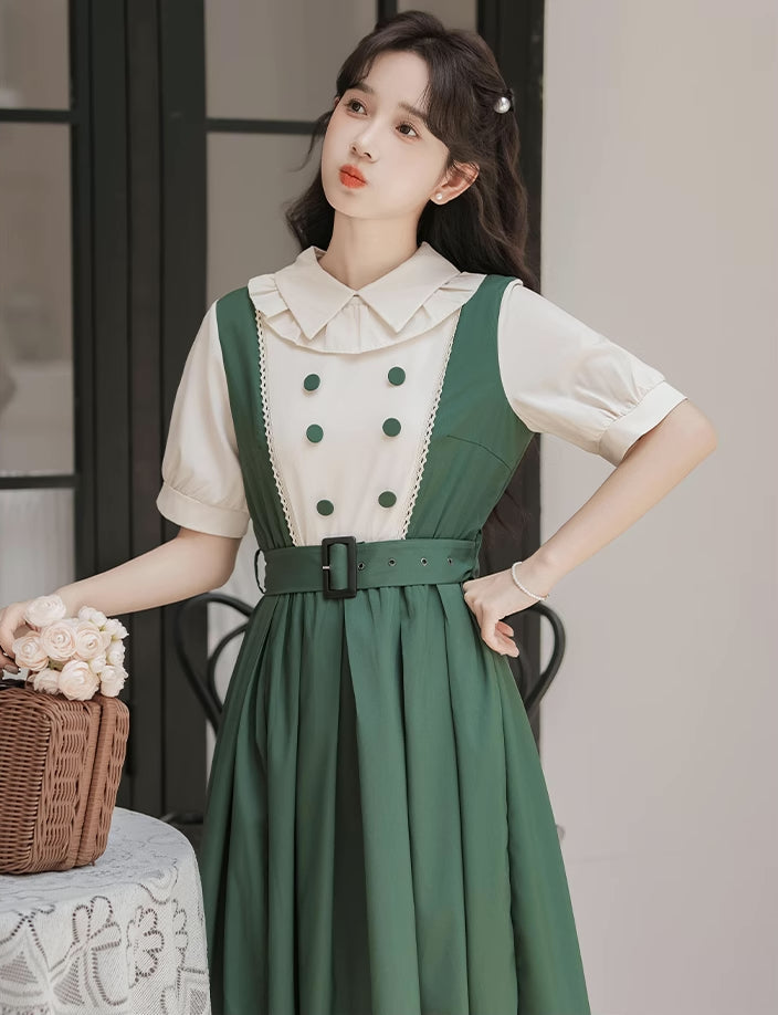 Lolita Kurzärmliges Midikleid mit Kunstlagen