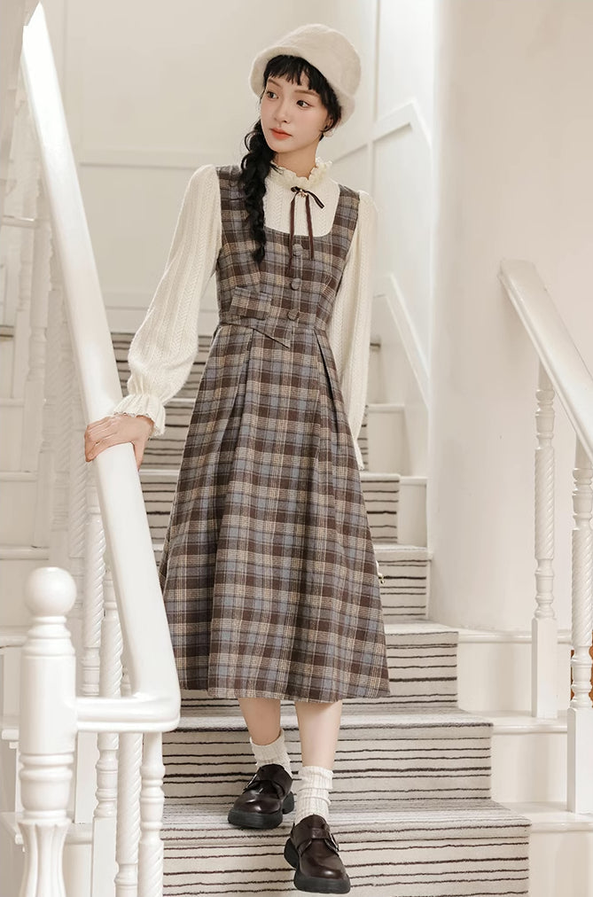 Mint Mocha – Kariertes Twofer-Midikleid