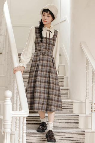 Mint Mocha – Kariertes Twofer-Midikleid