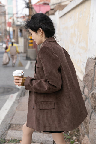 Corduroy Double Breasted Blazer Jacket