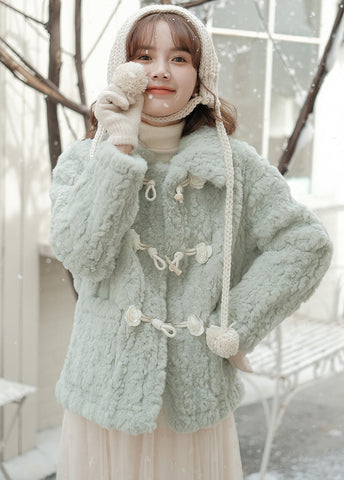 Abrigo de piel con botones Little Rose