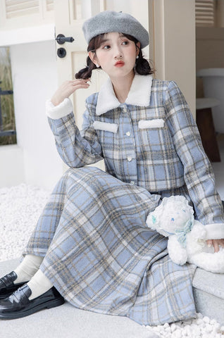 Elsa Plaid Tweed Midi Set
