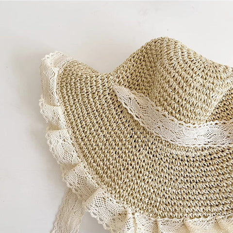 Lace Trim Straw Hat