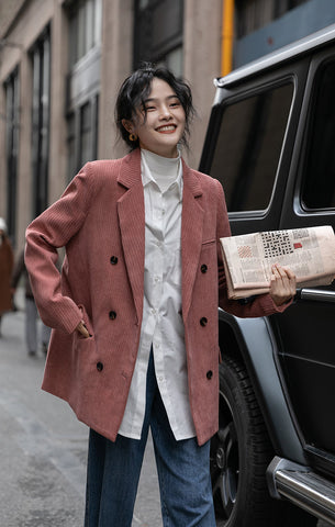 Corduroy Double Breasted Blazer Jacket