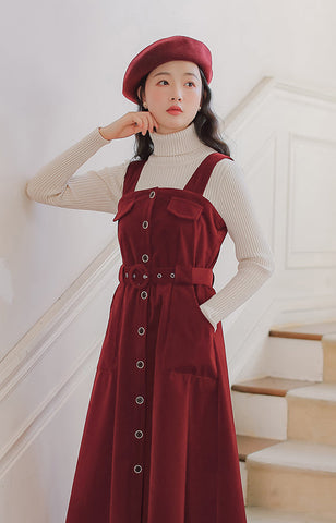 Corduroy Button Up Midi Dress