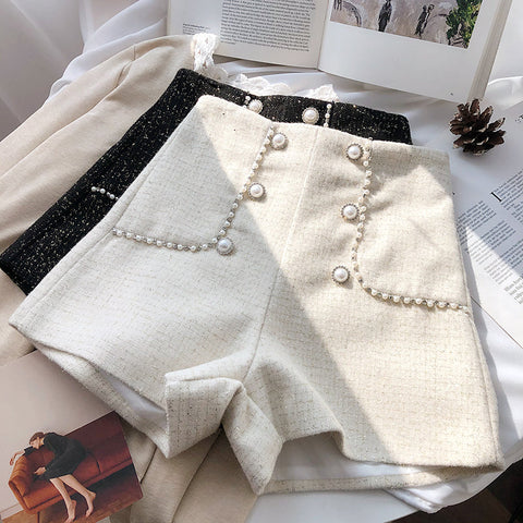 Pearl Trim Tweed Shorts