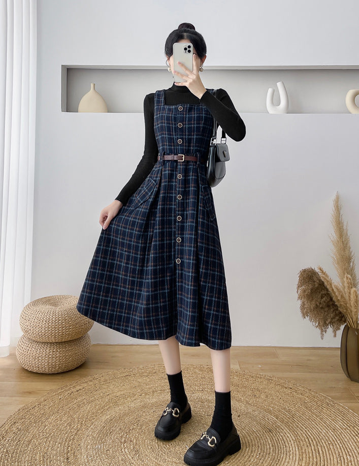 Vestido estilo pichi a cuadros con botones