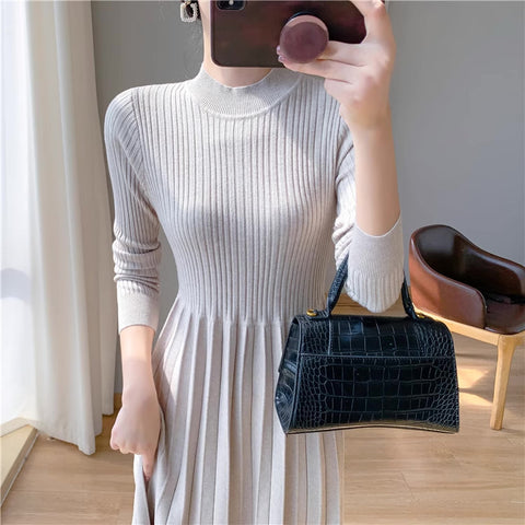 Ribbed Knit Sweater Midi Dress