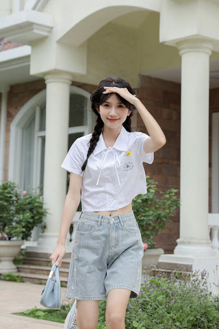 Saturn Embroidered Shorts