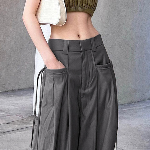 Cross Over Pleated Tailored Pants