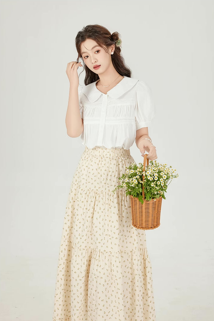 Ditsy Floral Tiered Midi Skirt