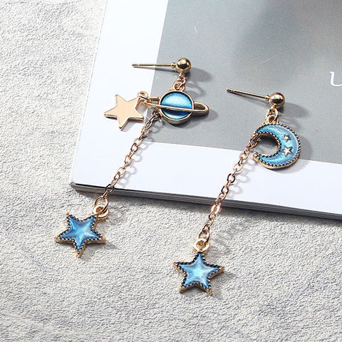 Planet Moon Star Earrings