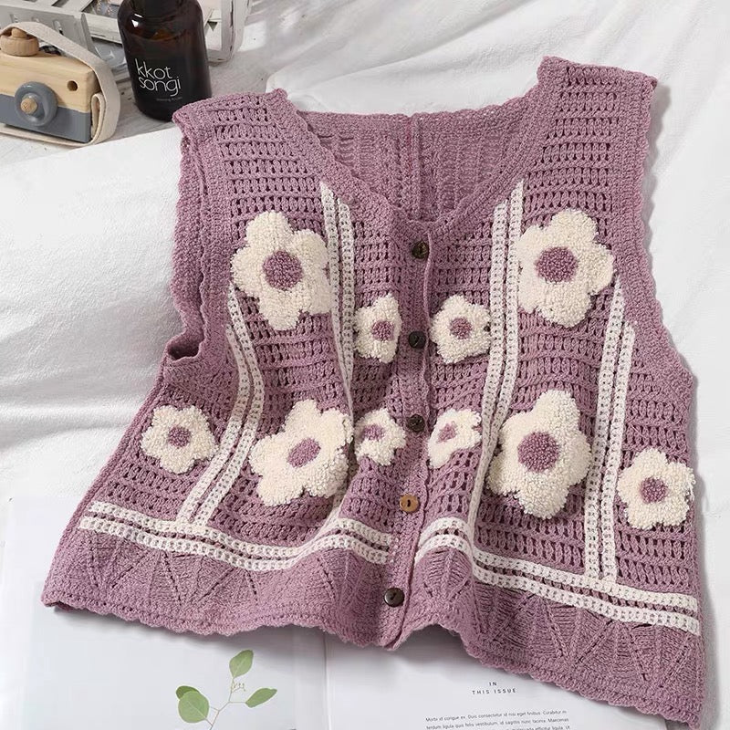 Chaleco de crochet de margaritas