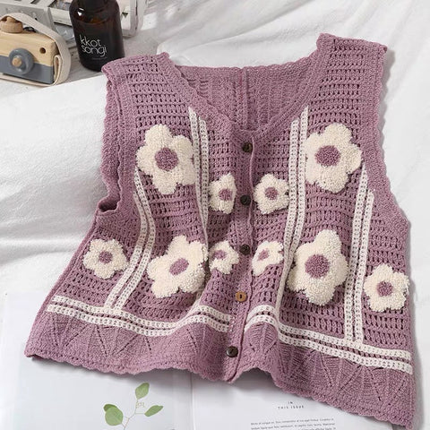 Chaleco de crochet de margaritas