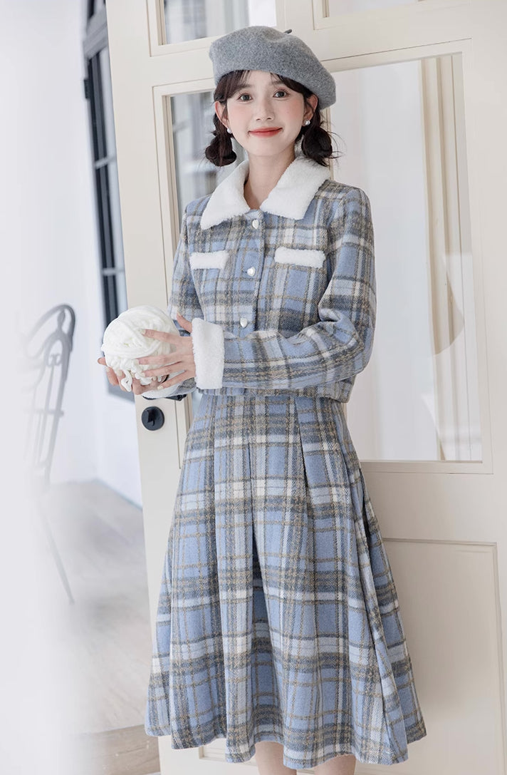 Elsa Plaid Tweed Midi Set