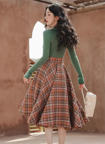 Maple – Karierter Midi-Tellerrock