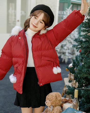 Pom Pom Puffer Jacket