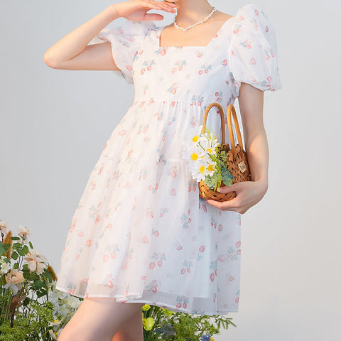 Strawberry Bunny Tiered Dress