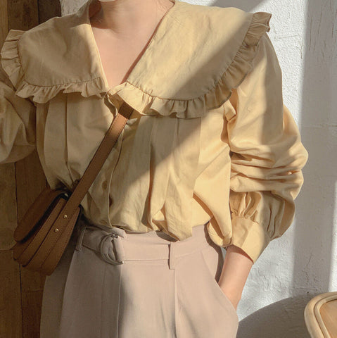 Camisa extragrande con cuello Peter Pan y botones