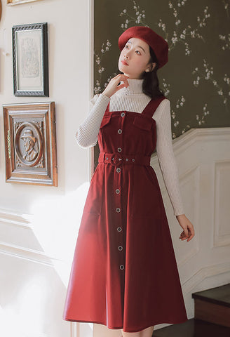 Corduroy Button Up Midi Dress