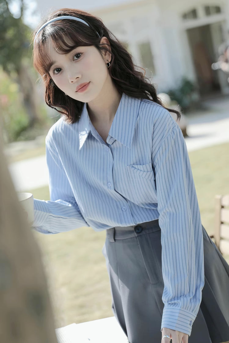 Boyfriend Stripe Button Up Shirt