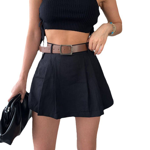 Solid Color Mini Shorts Skirt Multi-Color