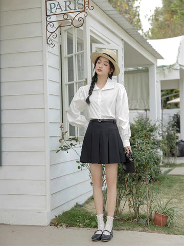 Basic Long Puff Sleeve Blouse