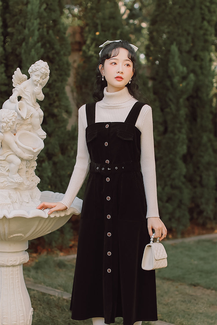 Corduroy Button Up Midi Dress