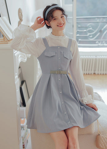 Vestido mini de rayas con botones
