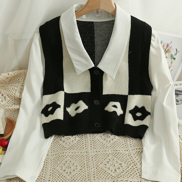 Chaleco retro Daisy con bloques de color y doble uso