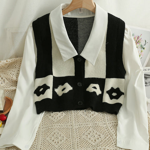 Chaleco retro Daisy con bloques de color y doble uso
