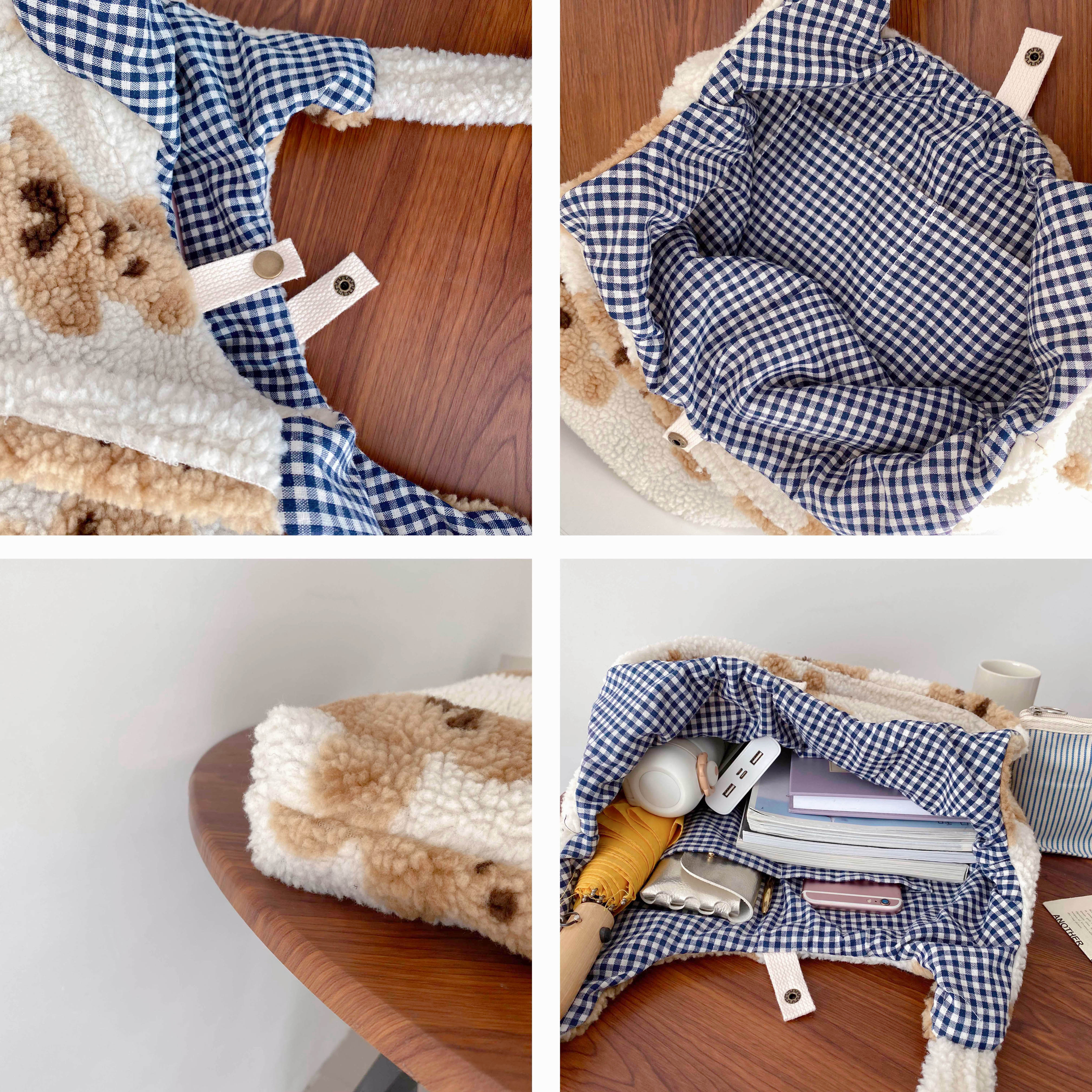 Plush Teddy Bear Reversible Tote Bag