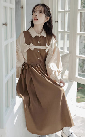 Cocoa Bows Twofer Midi Dress