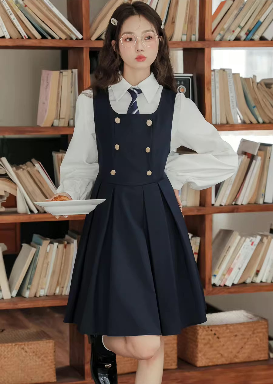 Double Breasted Mini Pinafore Set