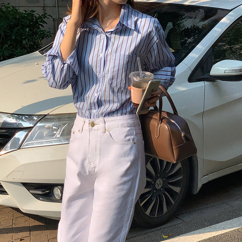 Everyday Stripe Button Up Shirt