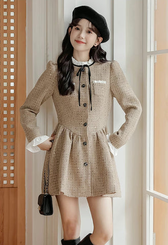 Latte Tweed-Minikleid
