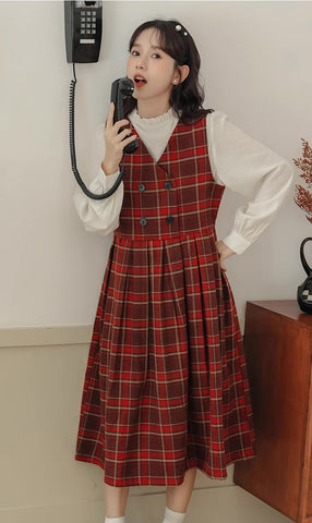 Biscuit Plaid Midi Dress