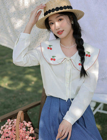 Sweet Cherry Collar Blouse
