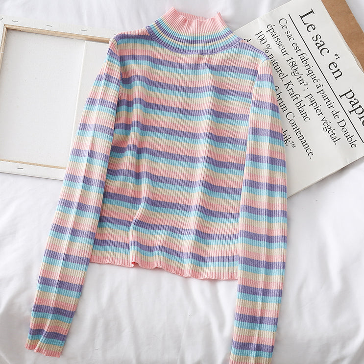 Rainbow Mock Neck Sweater