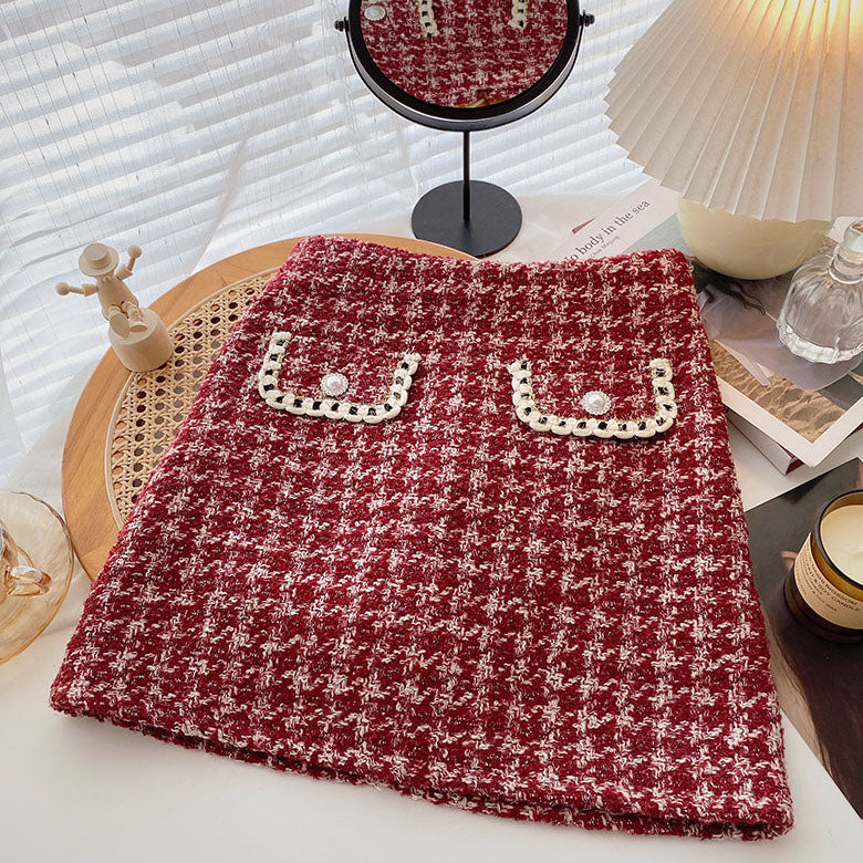 Preppy-karierter Tweedrock