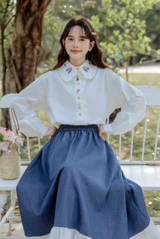 Floral Bouquet Embroidered Blouse