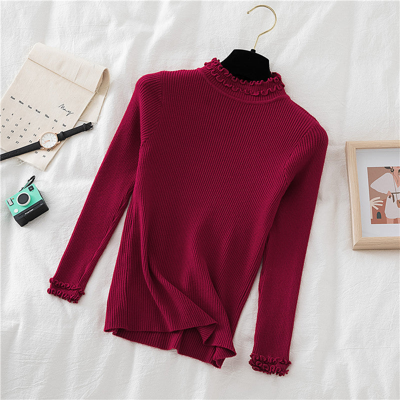 Basic Frilly Mock Neck Sweater