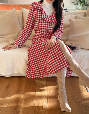 Candy Cane Gingham Dress Coat