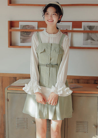 Vestido mini de rayas con botones